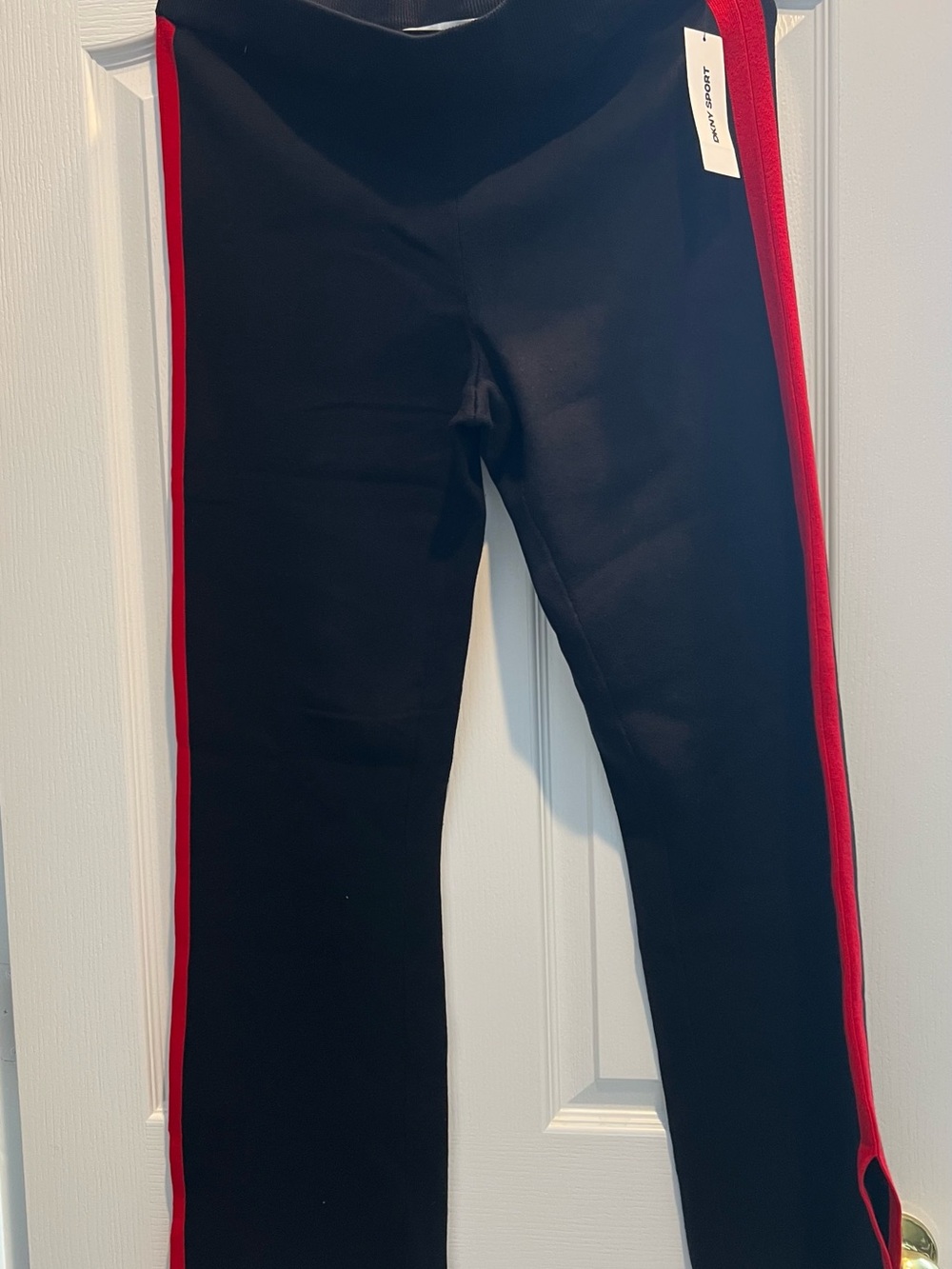 DKNY Black Joggers with Red Side Stripes